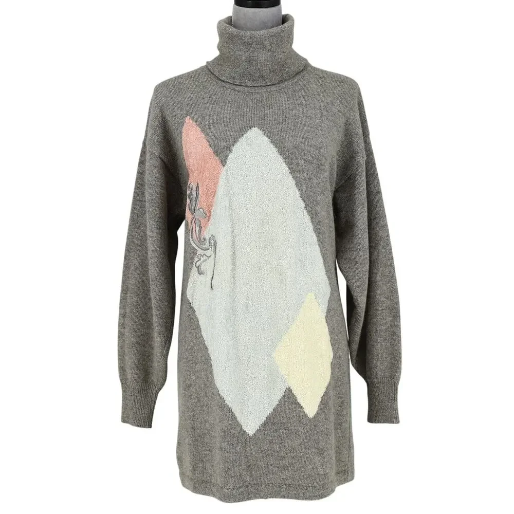 Laurel Escada Sweater Womens 8 US 38 EU Gray Wool Angora Long Preppy Vintage